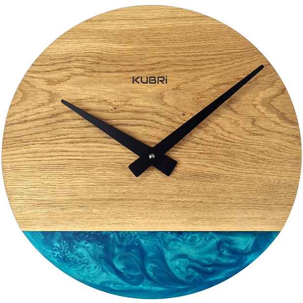 KUBRi 0184 - Luxusní dubové hodiny s epoxidovými doplňky