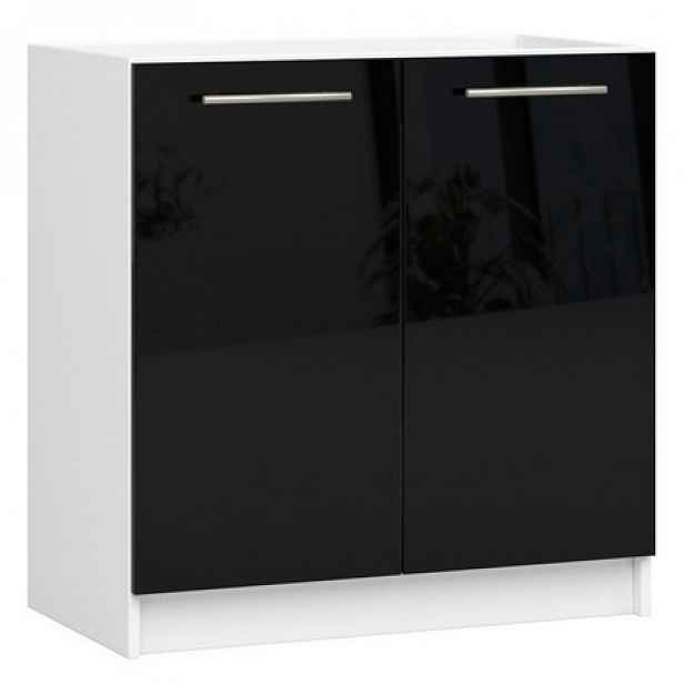 Kuchyňská skříňka OLIVIA S80 - bílá/černý lesk