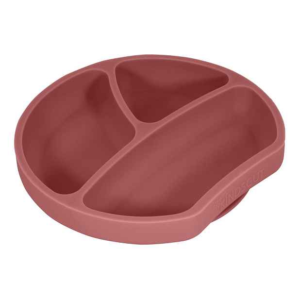 Silikonový dětský talíř v cihlové barvě 19x20,5 cm Dusky Pink – Kindsgut