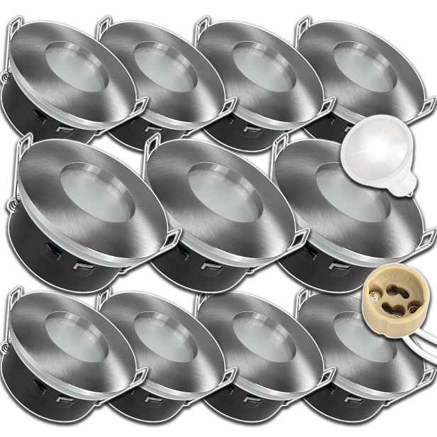 11xHERMETICKÉ Halogenové Svítidlo GU10 Na Podbití+led Žárovka Neutrální