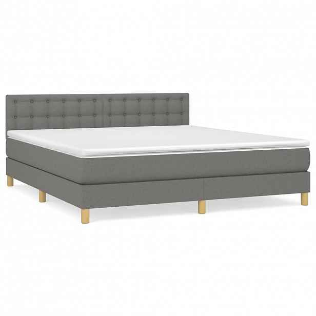 vidaXL Box spring postel s matrací tmavě šedá 160x200 cm textil
