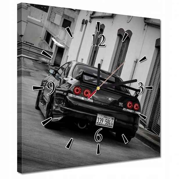 Hodiny 30x30 Černé Nissan Gtr