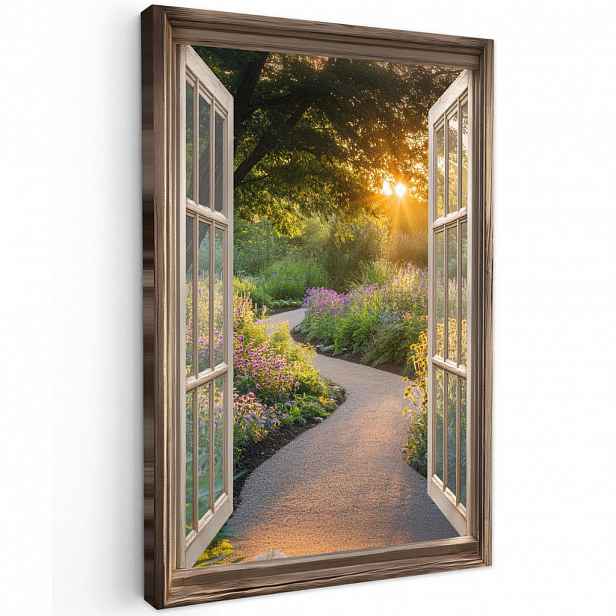 MuchoWow OBRAZ NA PLÁTNĚ Pohled - Květiny - Příroda - Slunce - Cesta 60x90 cm