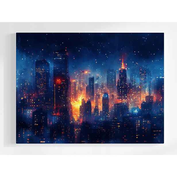 Plakát Město Panorama Mrakodrapy Noc Světla Pohled 100x75