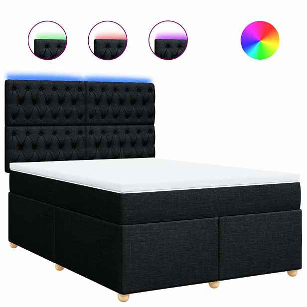 vidaXL Box spring postel s matrací černá 160x200 cm textil