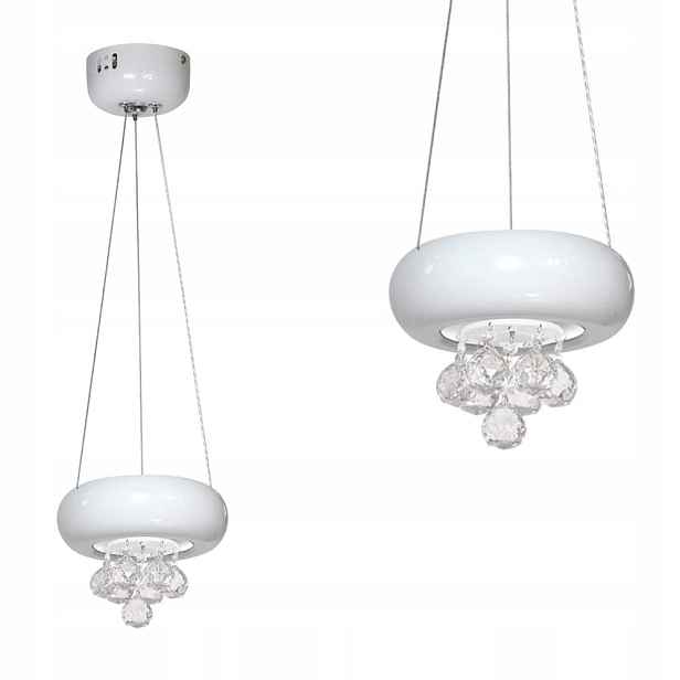 Klasická závěsná lampa Lux Bianco bílá s převislými křišťály Milagro