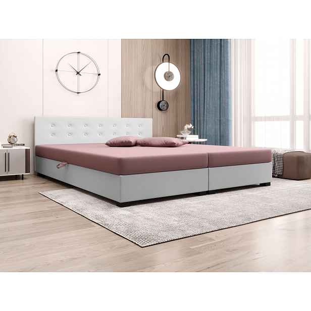 Manželská postel s úložným prostorem 180x200 ROSIE 12 - růžová / bílá