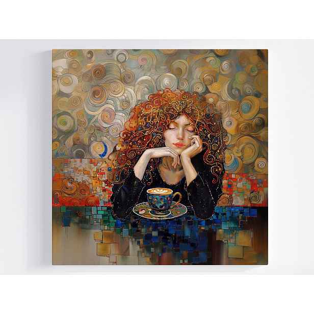 Obraz Na Plátně Canvas Portrét Rudá Žena Dívka Káva Klimt 50x50