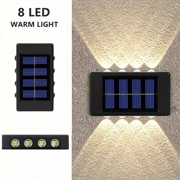 TEMU 6 ks, 8-LED Solární Konvexní Zrcadlové Nástěnné Světla, Venkovní Osvětlení, Dekorační Světla na Exteriér, Domácí LED Krajinná Světla, Vhodné pro