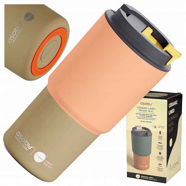 Termohrnek Asobu Pick Me Up Peach Do Auta Školy Na Kávu 650 ml