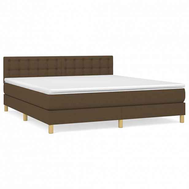 vidaXL Box spring postel s matrací tmavě hnědá 160x200 cm textil