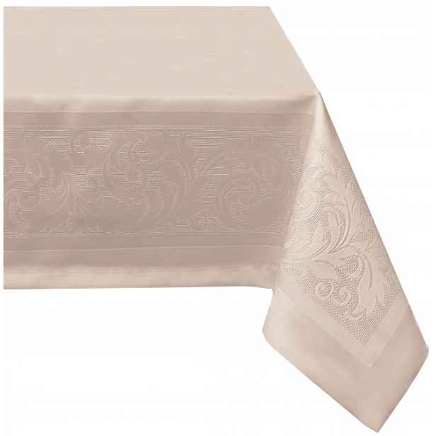 Návštěvní ubrus 110x160 béžový taupe s reliéfními ornamenty, hladký, odolný vůči skvrnám