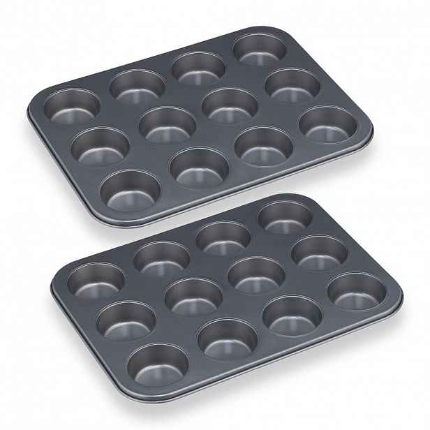 Relaxdays FORMA NA MUFFINY Šedá 2dílná-sada 12-míst