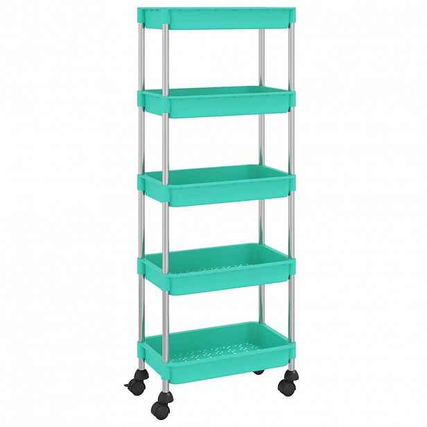 vidaXL Kuchyňský vozík s 5 patry tyrkysový 42x29x128 cm železo a ABS