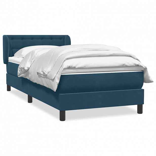 vidaXL Box spring postel s matrací tmavě modrá 80x220 cm samet