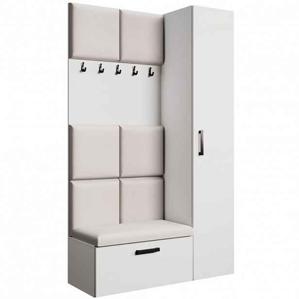 Beautysofa PŘEDSÍŇOVÁ sestava Margaret I+IV 121/203/43 s čalouněnými panely, bílá|černá