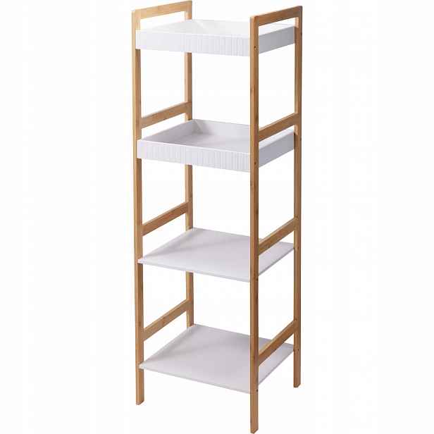 Bambusový Koupelnový Sloupek Se 4 Policemi Mdf 36 X 33 X 110 CM