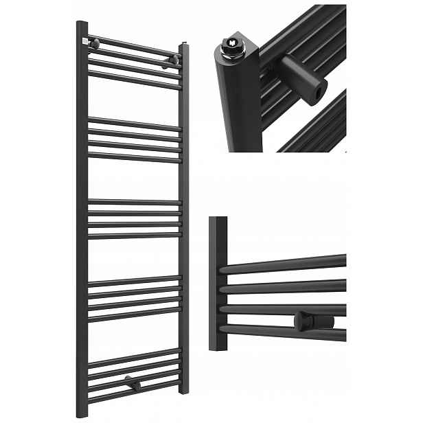 Koupelnový Radiátor 140/50 cm Černý Žebříkový Otopný Radiátor Moderní Puerto