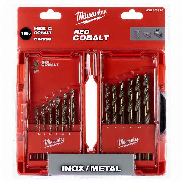 Sada vrtáků do kovu kobaltové 19ks z nerezové oceli Milwaukee Cobalt