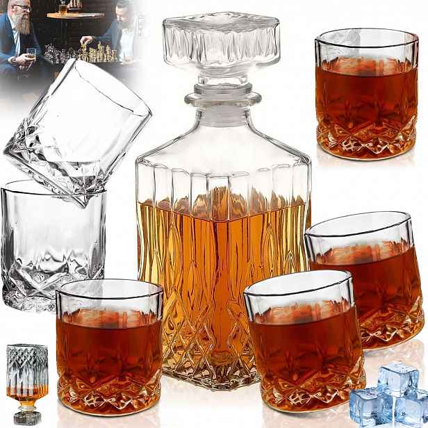 Sada Whisky Pro Muže 6 Sklenice Karafa Dárek Pro Chlapa 920ML 7KS