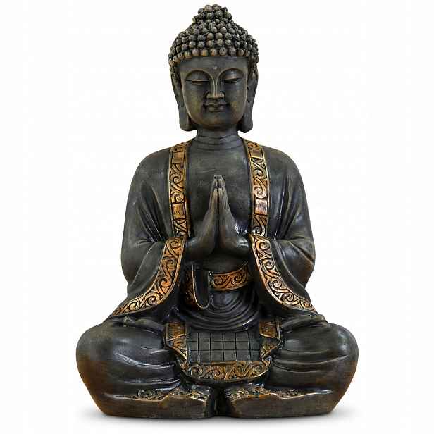 Velká Figurka Soška Buddha Socha Zen 40 CM Hnědá Barva S Efektem Patiny