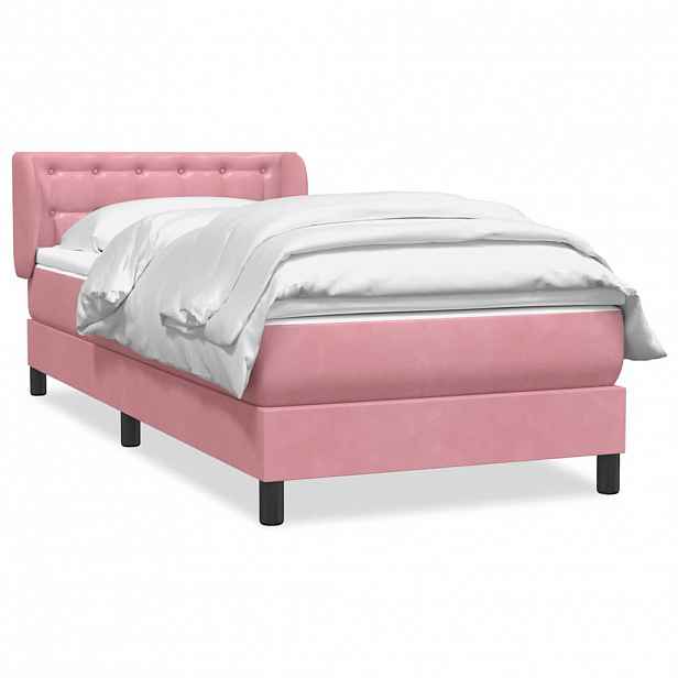 vidaXL Box spring postel s matrací růžová 80x220 cm samet
