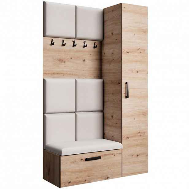 Beautysofa PŘEDSÍŇOVÁ sestava Margaret I+IV 121/203/43 s čalouněnými panely, dub artisan|černá