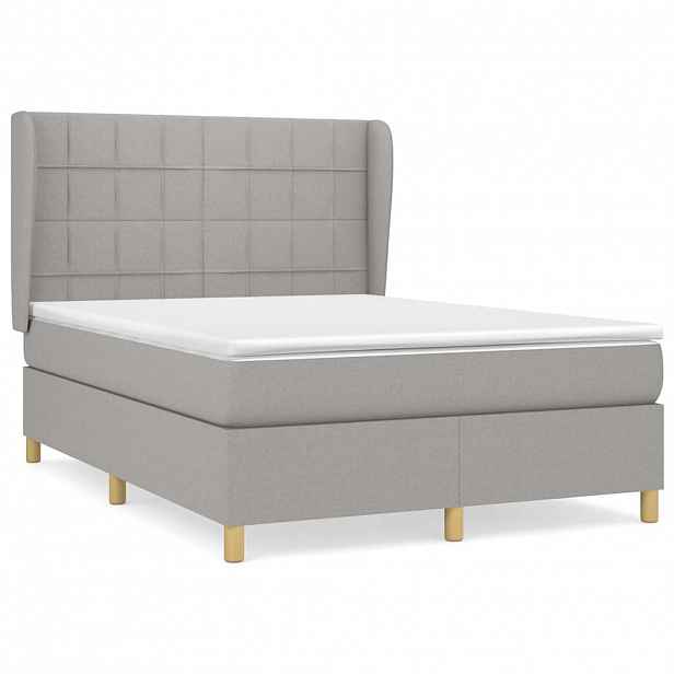 vidaXL Box spring postel s matrací světle šedá 140 x 200 cm textil
