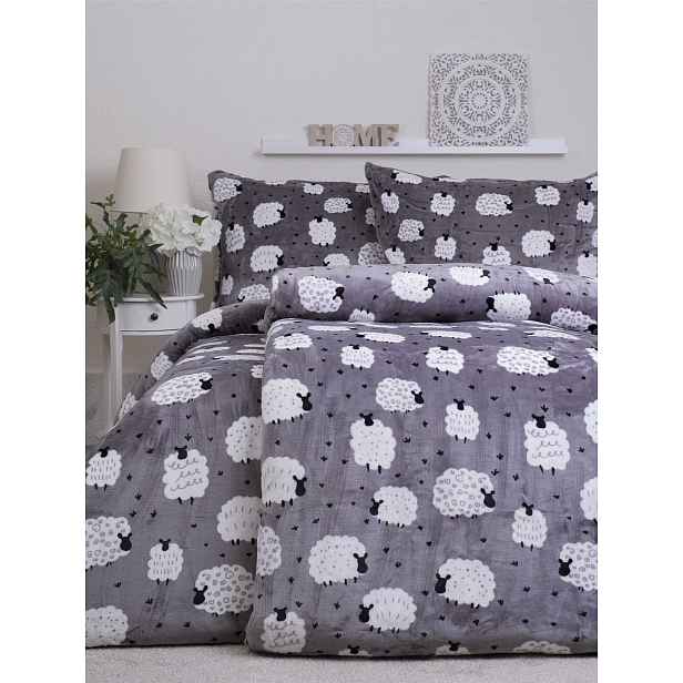 MKLuzkoviny.cz Prodloužené povlečení mikroplyš Exclusive - Ovečky- 140 × 220 cm - 70 x 90 cm