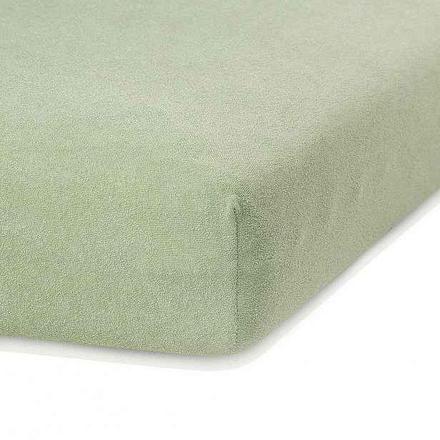 Olivově zelené elastické prostěradlo s vysokým podílem bavlny AmeliaHome Ruby, 200 x 140-160 cm