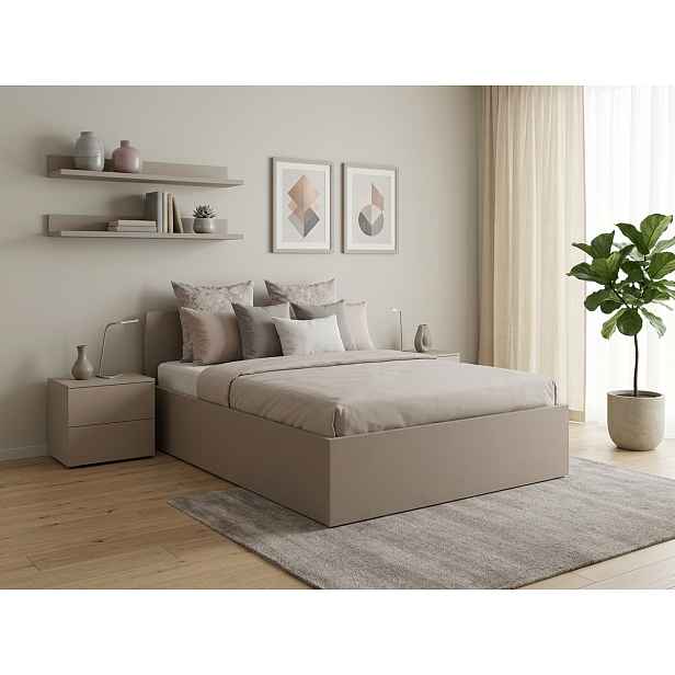 Postel SOFIA 140 x 200 cm, kašmírově béžová Rošt: S lamelovým roštem, Matrace: Bez matrace