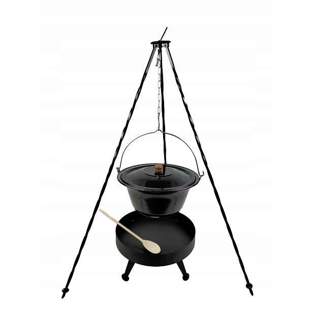 Smaltovaný kotlík 10 víko Ohniště 40 cm trojnožka 120 cm