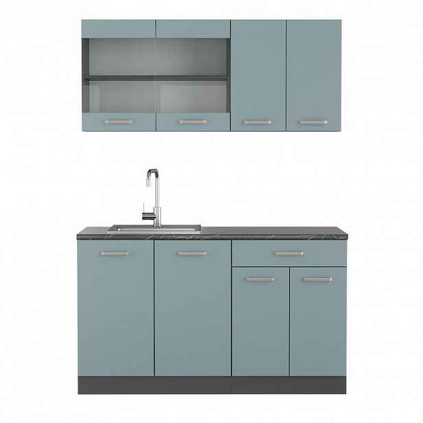 Vicco JEDNOTKOVÁ KUCHYNĚ R-Line Modrošedá 140 cm , PD Antracit