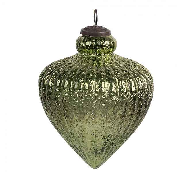 Zelená skleněná vánoční ozdoba M - Ø 10*13 cm Clayre & Eef