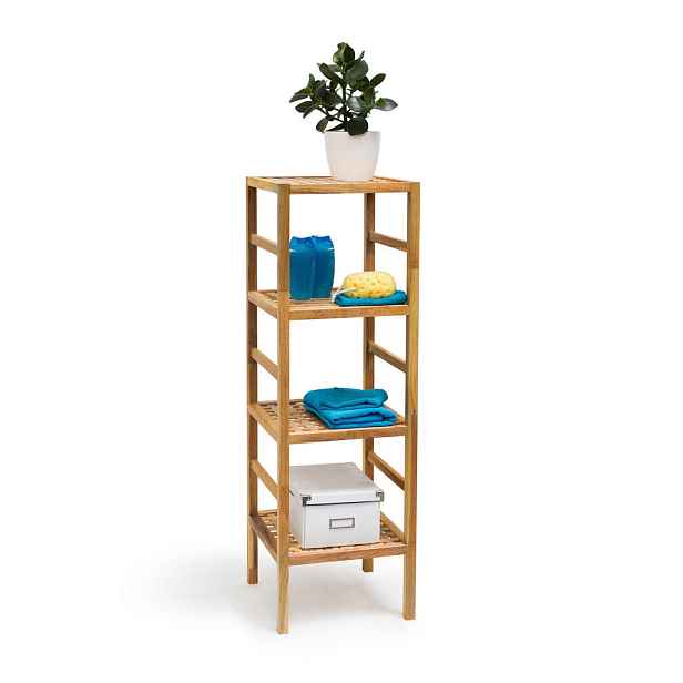 Relaxdays REGÁL Ořechový do koupelny masivní dřevo 117 cm