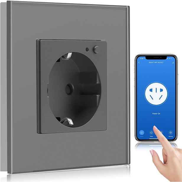 Skleněná Zásuvka Wifi Schuko 16A Smart