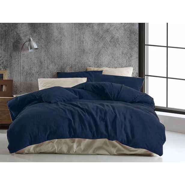 TOP Mušelínové povlečení 140x200+70x90 Tmavě modré
