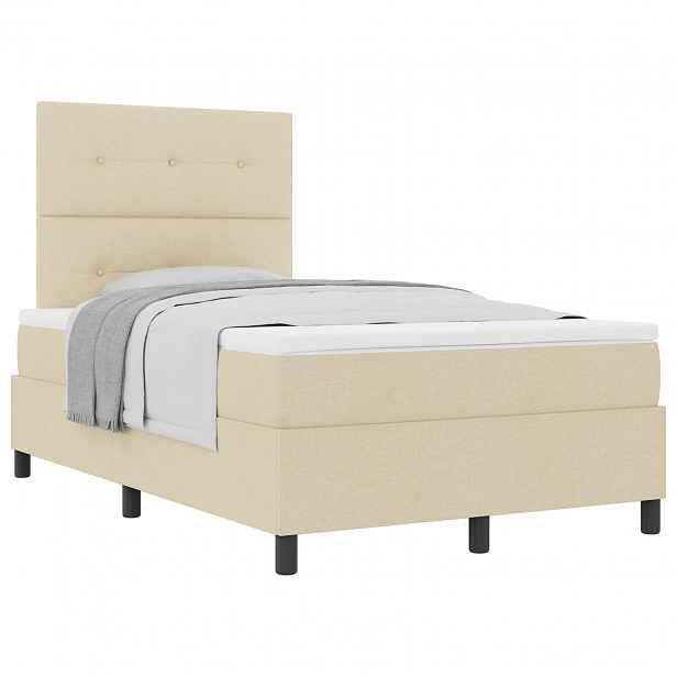 vidaXL Postel s boxspringem s čelo Krémová 120 x 190 cm textil