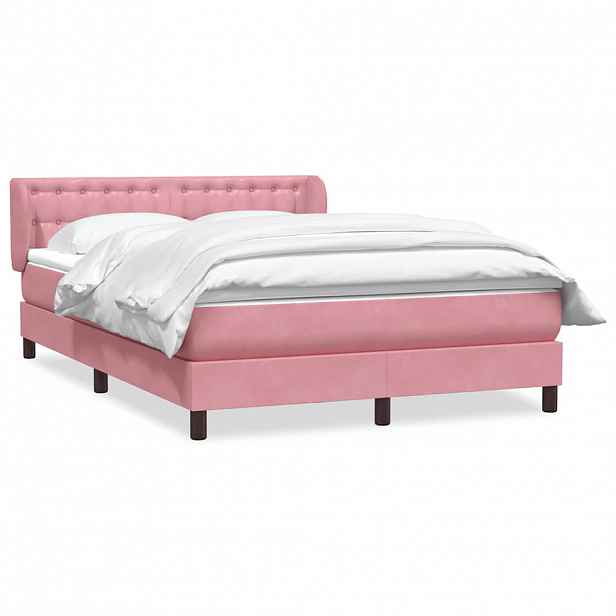 vidaXL Box spring postel s matrací růžová 140x220 cm samet
