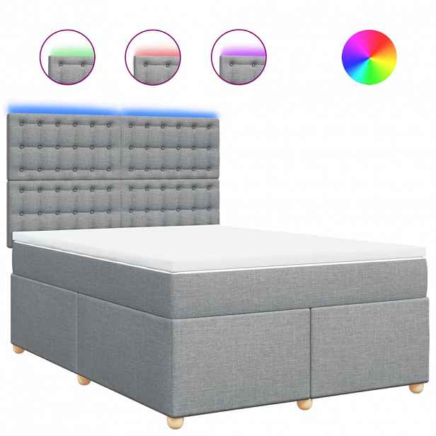 vidaXL Box spring postel s matrací světle šedá 160 x 200 cm textil