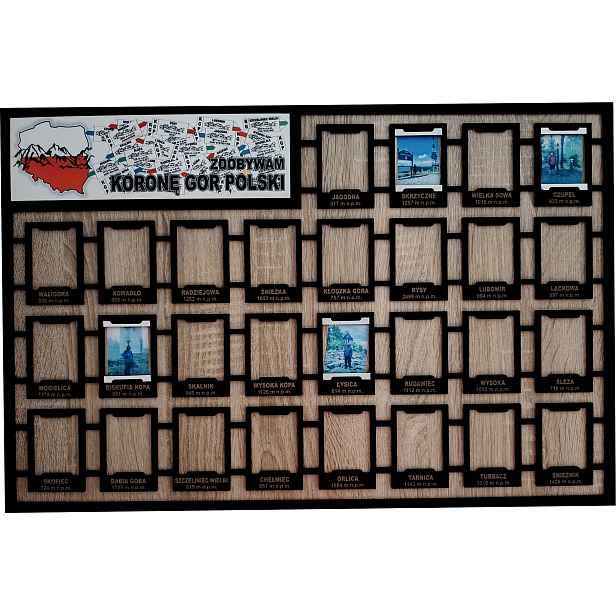 Dřevěná plaketa Koruna Polský Hor s rámeček dárek pro cestovatele