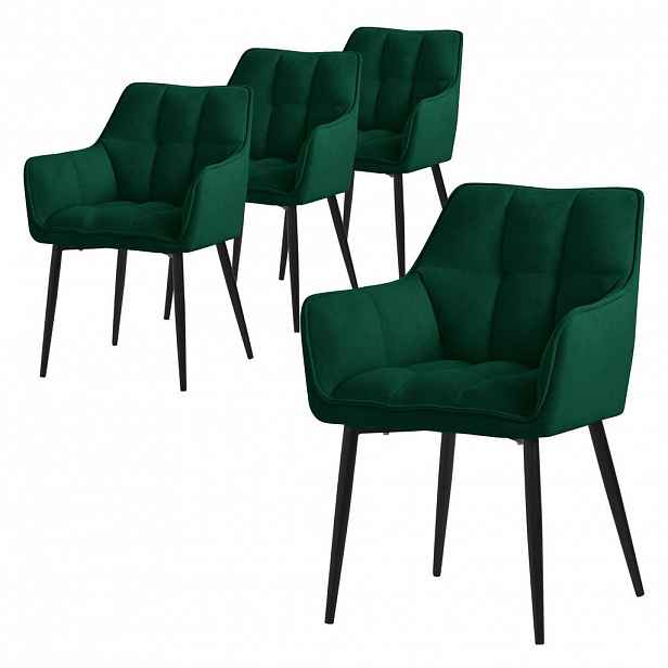 ML-DESIGN JÍDELNÍŽIDLA, SADA 4 KS, tmavě zelená froté látka
