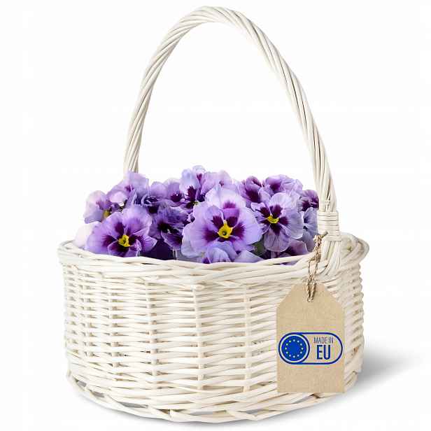 Velikonoční košík pro dítě bílý, proutěný, s rukojetí, Velikonoce, košík 30 cm