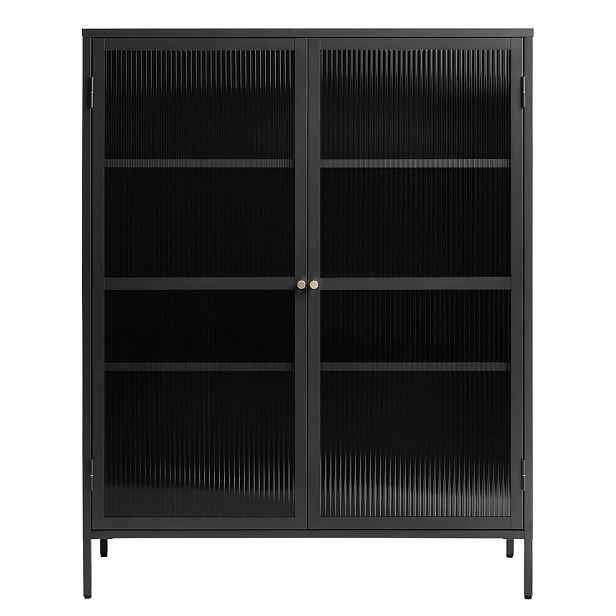 Černá kovová vitrína 111x140 cm Bronco – Unique Furniture