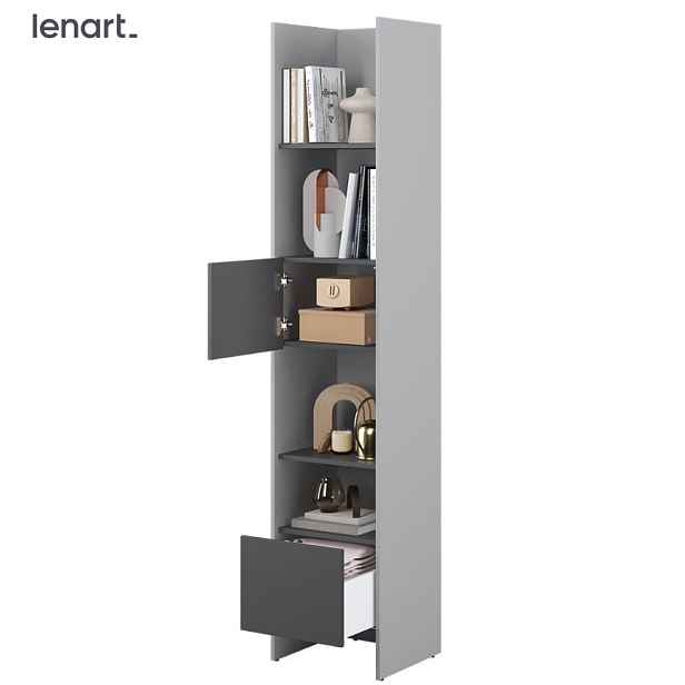Dig-net nábytek Regál Lenart BED CONCEPT BC-23 | šedá / grafit
