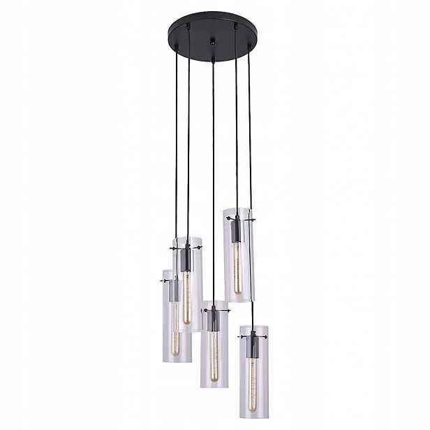 Černá závěsná lampa Acantha s teplým leskem nad stolem Rabalux