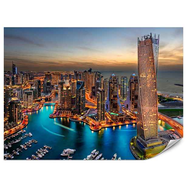 Muralo FOTOTAPETA do Kanceláře Mrakodrapy Dubai Marina Přístav Světla Moderní 400x280