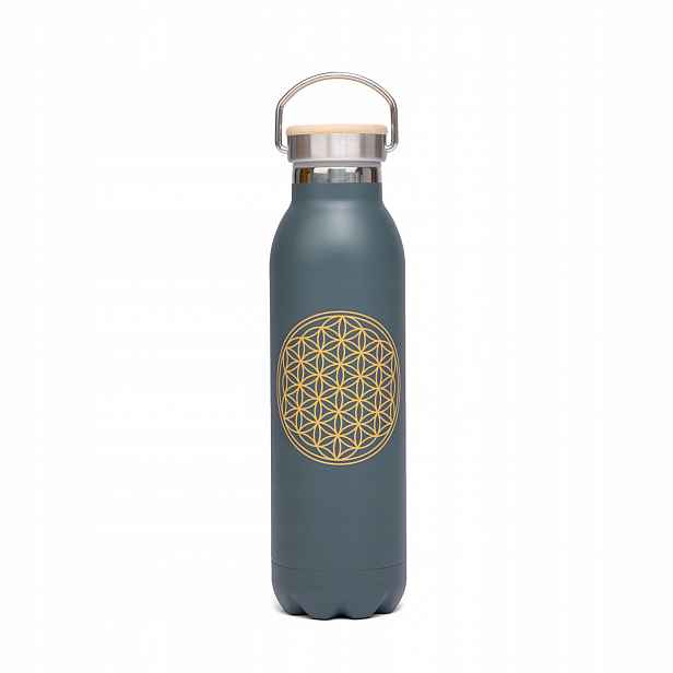 Termoláhev Bodhi 600 ml nerezová ocel, vzor Květ života, antracit