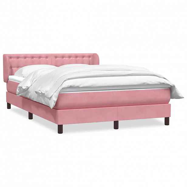 vidaXL Box spring postel s matrací růžová 160x220 cm samet