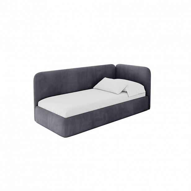 ALTDECOR JEDNOLŮŽKOVÁ POSTEL pro mládež s úložným prostorem, vlevo - ELSY 80x200 tmavě šedá